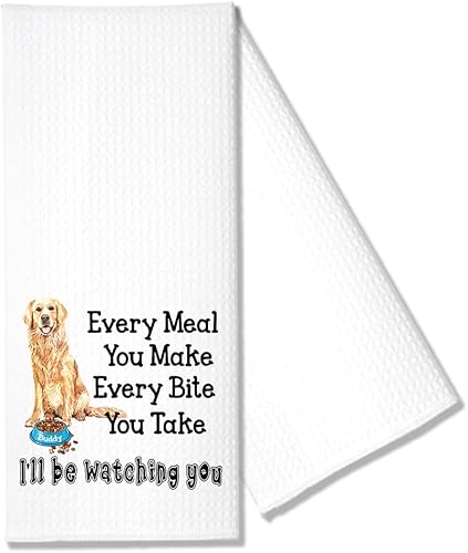 Hafhue Cada comida que haces, cada bocado que tomes, divertida toalla de cocina Golden Retriever regalos para mujeres, hermanas, amigos, mamá, tías,