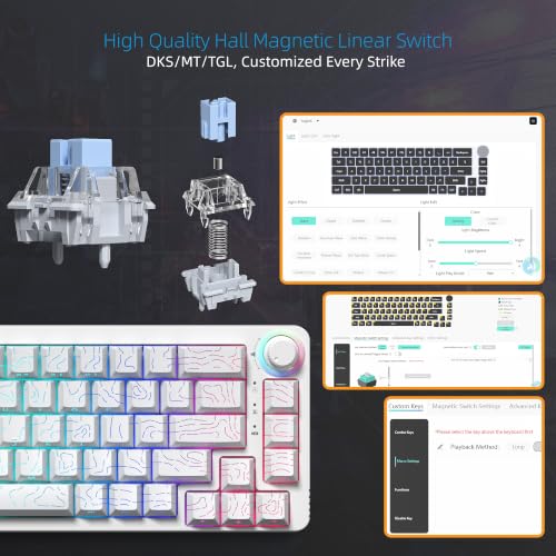 Image of Womier M68 HE V2 60% Percent Keyboard Rapid Trigger, Hall Effect Topographic Gaming Keyboard, Wired RGB Custom Mechanical Keyboard with Magnetic Switch, PBT Keycaps for Mac /Win (White)