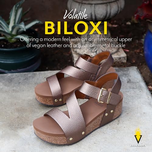 VOLATILE Women's Biloxi Vegan Leather Strappy Wedge Sandal2