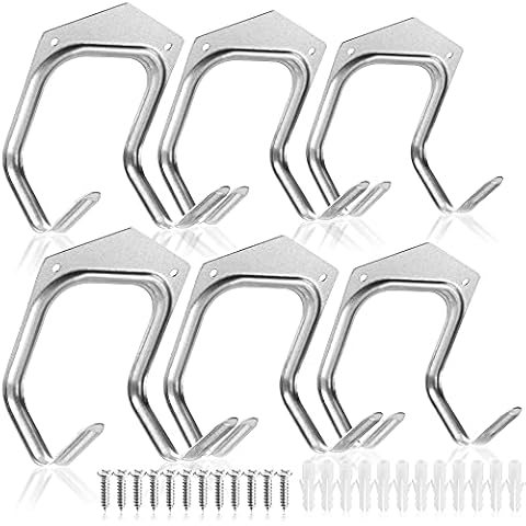 com-four® Portaherramientas 6X de Chapa de Acero, Soporte de Pared para Herramientas y Herramientas de jardín, Soporte de Pared Universal de Doble Gancho con Material de fijación Cover