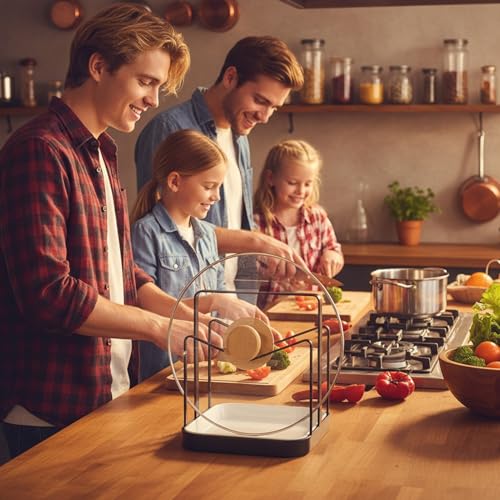 Support de couvercle de casserole pour comptoir et repose-cuillère inox