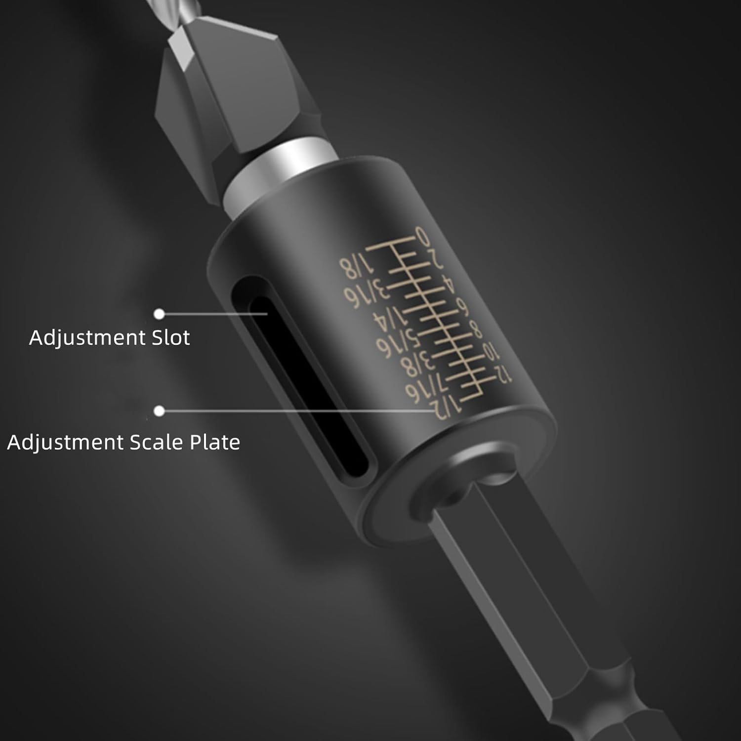 Two-Flute Counterbore with Depth Stop, Countersink Drill Bit Set with Depth Stop, Countersink Drill Bit Set, Drill Bit Depth Stop Collars, Pro-Series Counterbore with Smart Depth Stop (Gold)