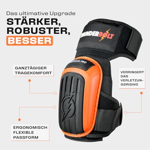 Thunderbolt Knieschoner Professioneller Knieschutz mit komfortablem Gelkissen Knieschoner Fliesenleger für Arbeit, Handwerk, Bodenbeläge Kniepolster Garten mit starken rutschfesten Gurten