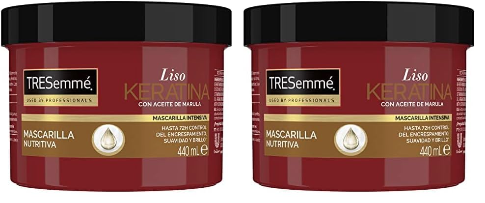 TRESemmé Mascarilla para cabellos secos y con tendencia a encresparse Liso Keratina con aceite de marula y keratina, 440ml (Paquete de 2)