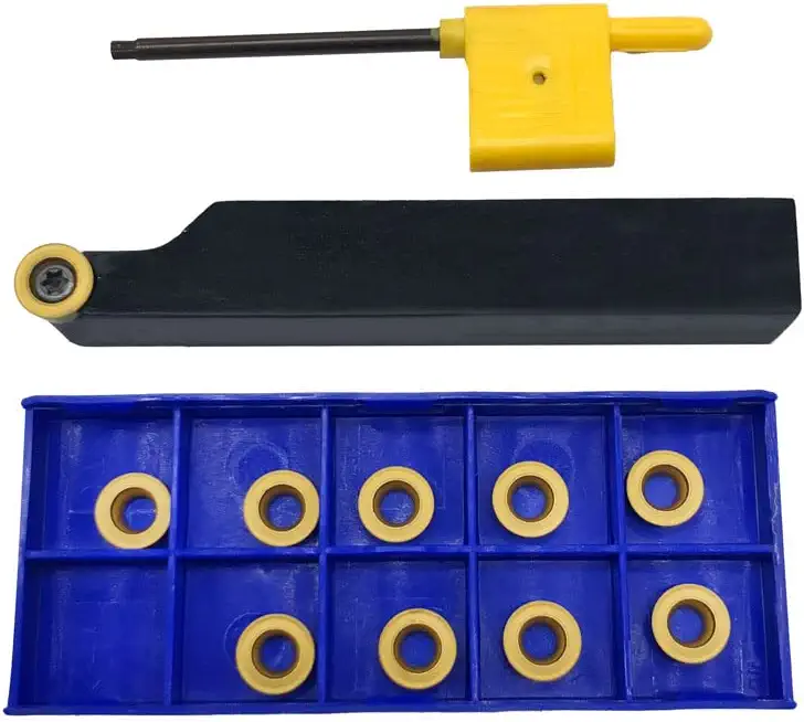 5/8" Metal Lathe Cutting Tool Turning Tool Holder SRAPR1616H10 + 10pcs RCMT10T3 (R5) Carbide Turning Inserts Round Replacement Inserts for Lathe Tools