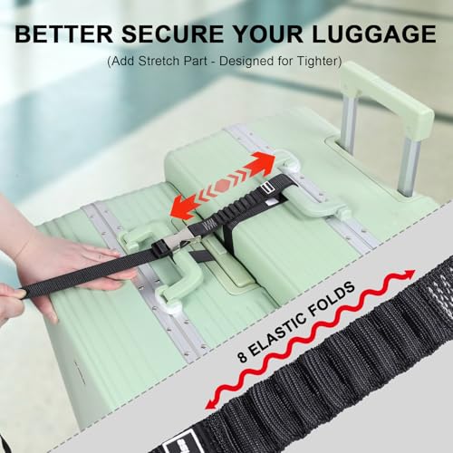 Luggage Straps, Stretchable Luggage Connector Straps for Suitcases, Metal Buckle Add A Bag Adjustable Attachment Accessories Belts2