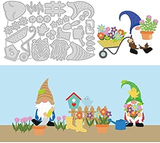 GLOBLELAND Gnome Cutting Dies Metal Spring Garden Gardening Embossing Stencils Die Cuts for Paper Card Making Decoration DIY Scrapbooking Album Craft Decor