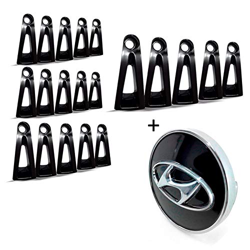 20 Apliques de roda liga leve Hyundai I30 2009 a 2012 Preto + Calota Centro Roda Hyundai I30 Preta