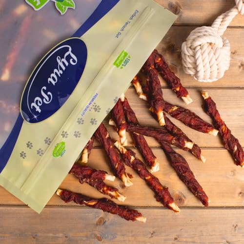 Lyra Pet® 5 kg Kaurollen mit Entenbruststreifen | Kausnack zahnreinigend | Leckerli für Hunde | Proteinreicher Kauartikel | Gut bekömmliches fettarmes Hundefutter | Wiederverschließbar