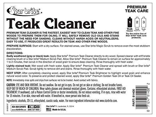 Image of STAR BRITE Premium Teak Cleaner - Restore, Renew & Refresh Old Weathered Gray Teak Furniture & Other Fine Woods - Step 1-1 GAL (081400N)