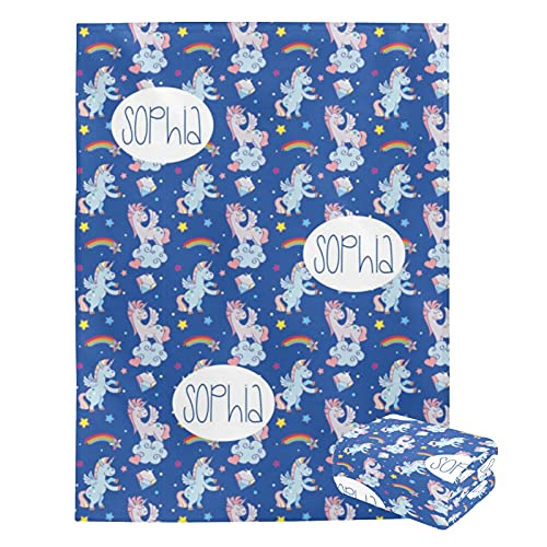 Custom Kids Blanket,Pink Unicorn Blanket for Girls,Personalized Unicorn Blanket for Kids (Unicorn 12, 30
