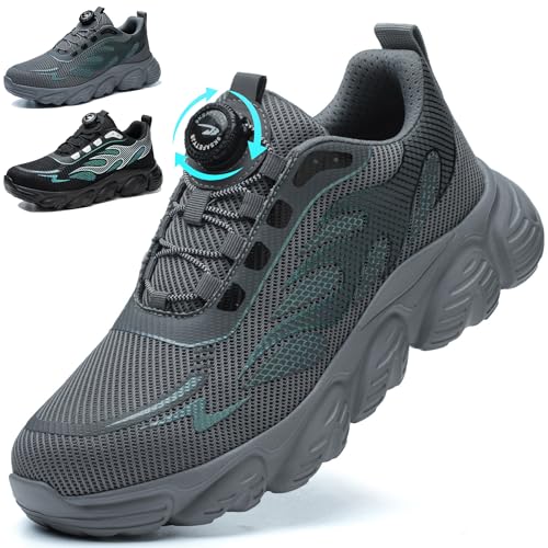 Mitudidi Arbeitsschuhe Herren 45 Unisex Sicherheitsschuhe S3 Leicht Anti-Smasha Safety Shoes for Men Leicht Anti-Punktion Arbeits Berufsschuhe Grau
