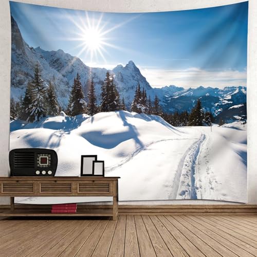 Tapisserie lumière du soleil et neige 150x150cm pour une ambiance chaleureuse chez soi