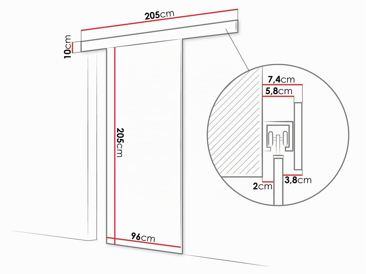 Mirjan24 Schiebetürsystem Flash II 90 cm mit Spiegel (Schwarz)