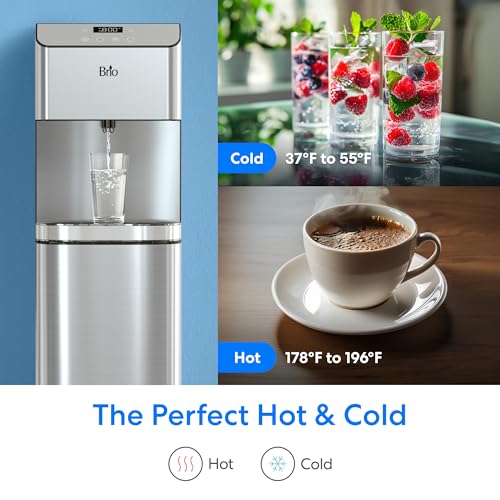 Image of Brio Moderna Reverse Osmosis Bottleless Water Cooler Dispenser - Self-Cleaning, Dispenses Hot and Cold Water, TDS Meter, Child Safety Lock, Digital Display and LED Light