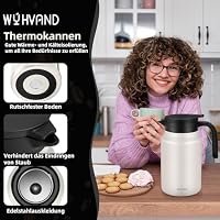WYHVAND Thermoskanne 1,5 L aus Edelstahl, Kaffeekanne, Cremefarben – Ansicht 4