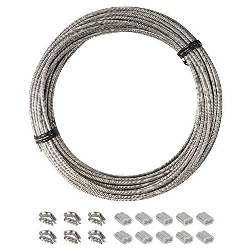 YEYIT 17 Piezas De 10 M De Espejo Colgante Alambre Imagen Alambre , Cable De Acero Inoxidable 304 Recubierto De Pvc, Manguito Y Dedal De Aluminio, Cuerda Para Exteriores, SuspensióN Ligera