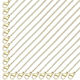 20 cadenas de acero inoxidable para hacer joyas, collar de cadena fina chapada en oro, cadenas de cable de oro de 18 pulgadas con cierres de langosta resistentes para suministros de fabricación