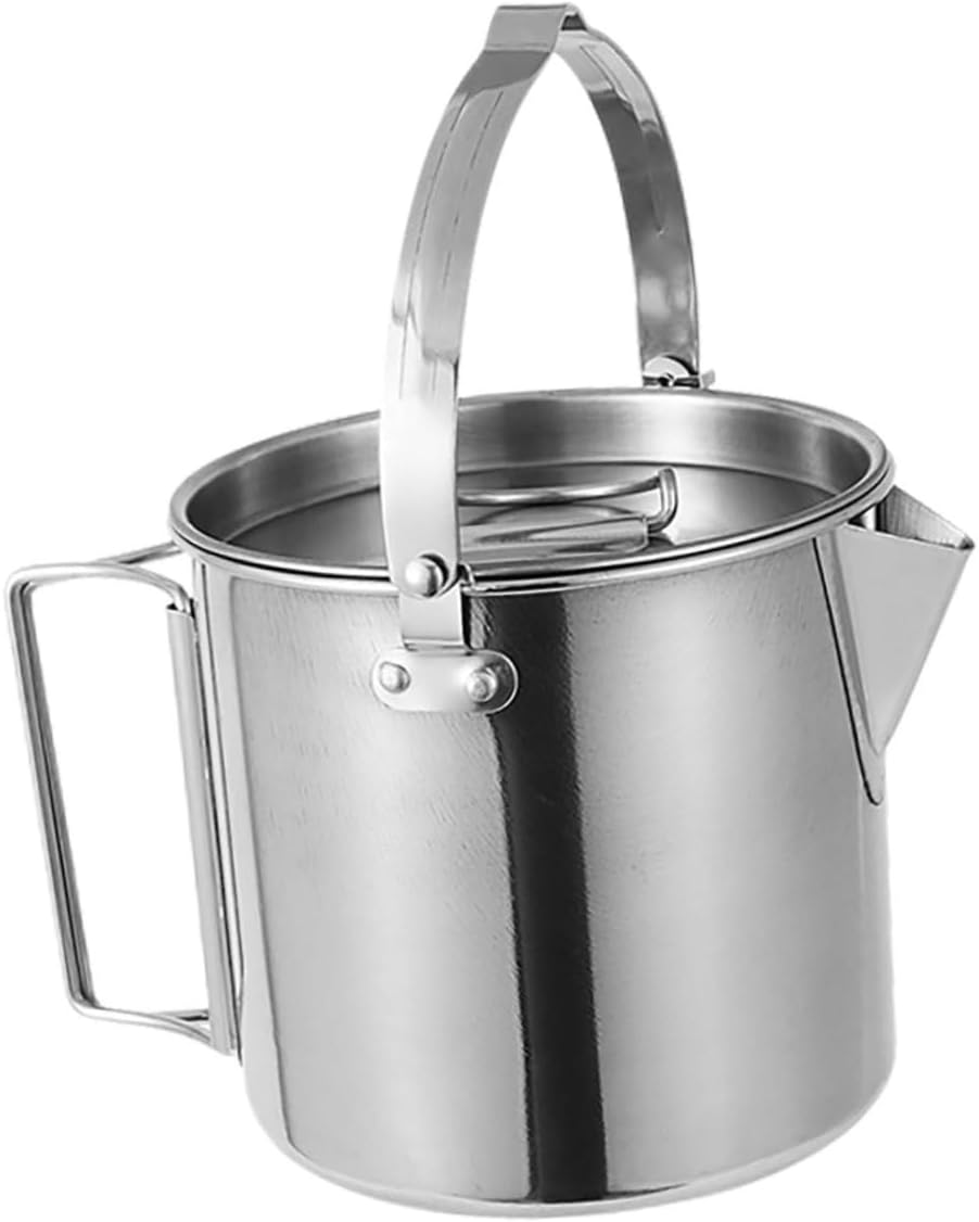 Stainless Steel Outdoor Water Boiler Lightweight Teapot for Hiking Backpacking Versatile Use for Coffee Tea Efficient Heating for Group Dining