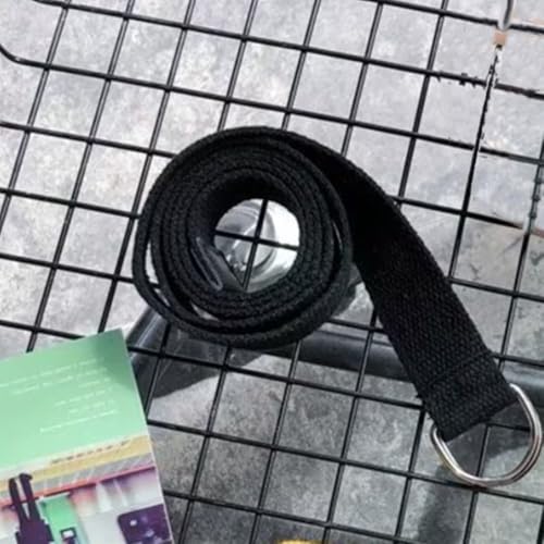 Men Waistband Canvas Reusable Double Round Buckle Men Belt Durable Easy to Use Casual Belt Jeans(Black)