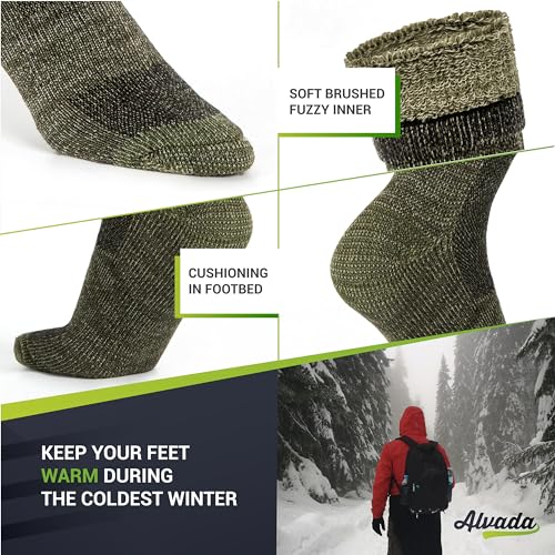 Alvada Merino Wool Hiking Socks Thermal Warm Crew Winter Boot Sock For Men Women 3 Pairs LXL - Thumbnail 5
