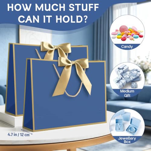 Image of JMANNI Gift Bags with Handles, 14.6 inch Large Gift Bags with Tissue Paper | 1 Pcs Blue Gold Bag, 2 Tissue Paper and 1 Cards, for Baby Shower, Wedding Bridal Shower, Birthday Party