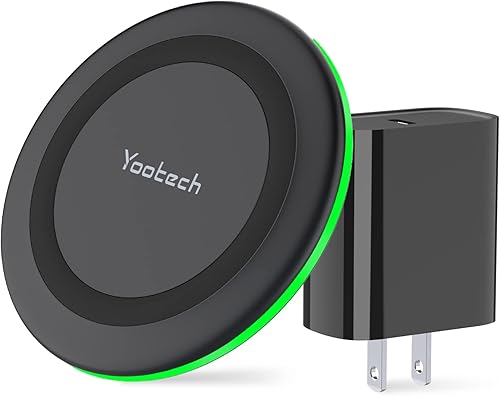 yootech Cargador inalámbrico, almohadilla de carga inalámbrica máxima de 10 W con adaptador rápido, compatible con iPhone 17/17 Pro/17 Pro