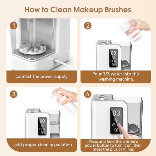Image of 5-in-1 Electric Makeup Brush Cleaner & Dryer Machine- Portable Automatic USB Cosmetic Brushes Cleaner Tool with Deep-Clean Silicone Brush for All Size Brushes (Contour, Eyeshadow, Blush)