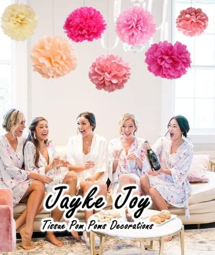 Miniatura 9 de Juego de 20 pompones de papel, flores de papel de seda para cumpleaños, bodas, despedidas de soltera, baby shower, decoración de guardería (mezcla