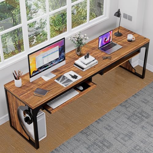 FUXJUM 78.7” Double Workstation Desk with Keyboard Tray