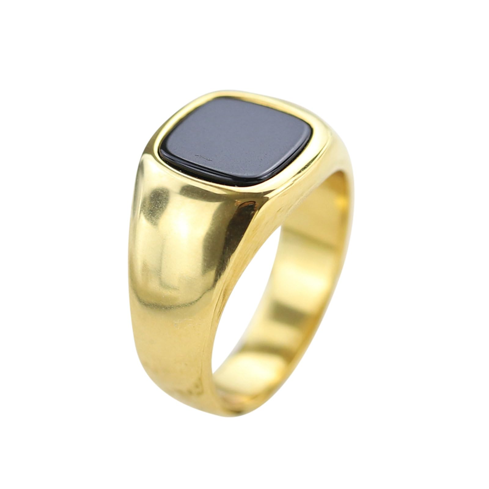 Mesnt Anillos de acero inoxidable para hombre, anillo de sello de 12 mm con piedra cuadrada para él