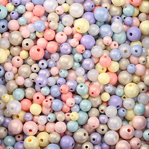 HERZWILD Colourful Acrylic Beads - 800 Pieces Art Beads for Jewellery Making DIY Necklaces & Bracelets (6/8/10 mm)