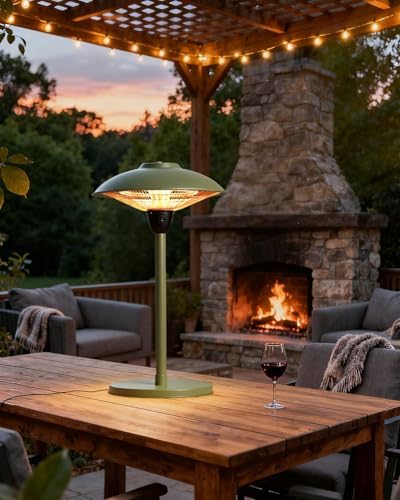 Cobuy Electric Patio Heater, 1500W Tabletop Infrared Heaters for Indoor Oudoor Use, IP55 Waterproof, Tip-over & Overheating Protection, Quiet Operation, Perfect for Garden, Balcony, Garage, Backyard