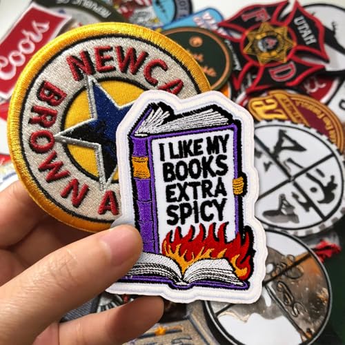 I Like My Books Extra Spicy Patch 3 Inch Funny Book Lover Reading Romance Smut Aesthetic Embroidered Patches Sew On Iron On for Backpack, Jacket, Hat, Jeans DIY Clothes Accessories Gift for Women by Generic - Used condition - Image 7