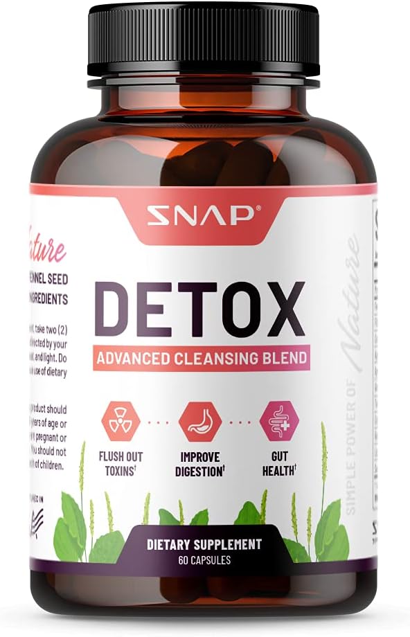 Snap Supplements Detox Cleanse Capsules | Advanced Blend for Full Body Detox & Cleanse, Flush Out Toxins, Improve Digestion & Gut Health, Cleanse and Detox, Licorice & Ginger Root | 60 Capsules