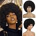 andromeda Afro Wigs for Black Women 70s Short Black Disco Puffy Wigs for Women Kinky Curly Wig 10 Inch Natural Looking Synthetic Daily Party Cosplay Halloween Wig (Black)