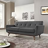 Modway Engage Mid-Century Modern Upholstered Fabric Loveseat in Gray
