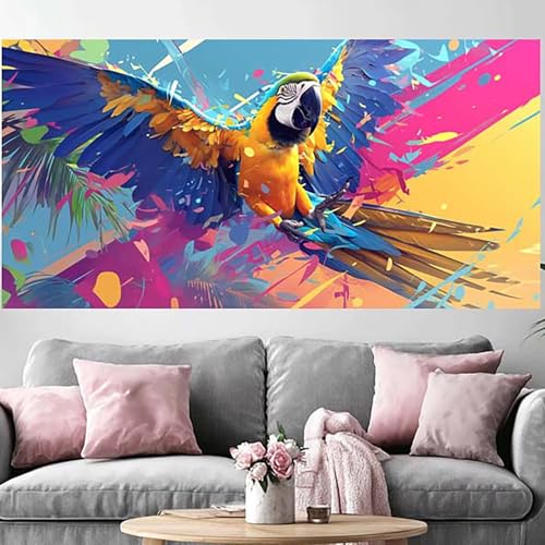 Diamond painting adulte perroquet 70x140 cm pour décoration salon