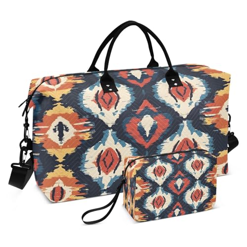 ​​Large Foldable Travel Duffel Bag, Waterproof Gym Bag for Men & Women, Carry-On Luggage Weekender Overnight Bag, Geometric Texture