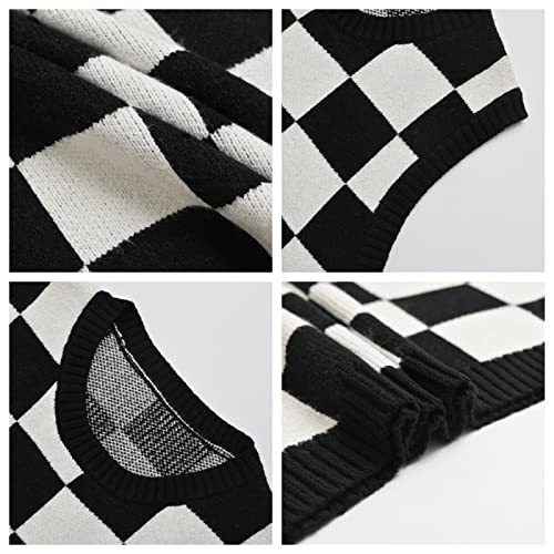 Image of Women's Sweater Vest,Y2K Sleeveless Pattern Preppy Style Knitted Crop Tank Top for Girl