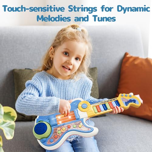 Cozybuy 65171Y Toddlers Guitar, 4 In 1 Kids Guitar And Toddler Piano Guitar For Toddlers 2-4 With Lullaby Projector Toy Guitar thumb #2
