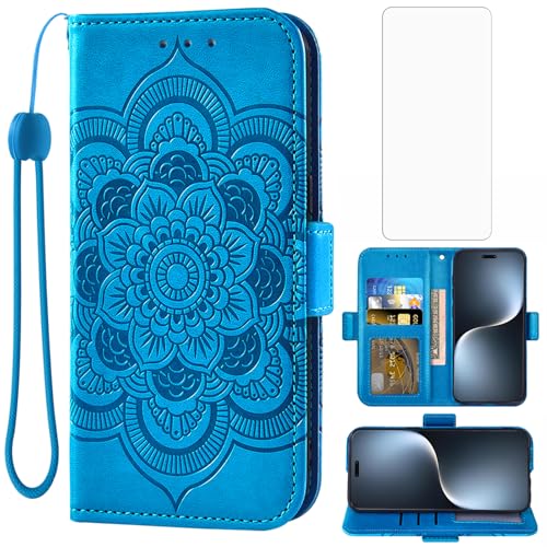 Coque Honor Magic 7 Pro en cuir bleu mandala pour sécuriser vos sorties