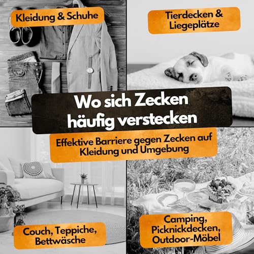 Zecken Stopp Spray – 100 ml – Hochwirksames Abwehrspray für Textilien & Oberflächen – Bis zu 12 Wochen Schutz – Für Zuhause & unterwegs – PT19 Repellent