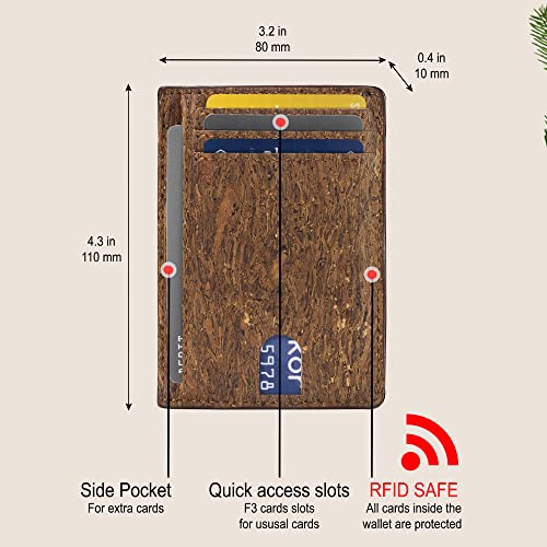 Image of Corkor Cork Card Holder Men - Cork Wallet - Vegan Leather - Minimalist Slim Front Pocket RFID