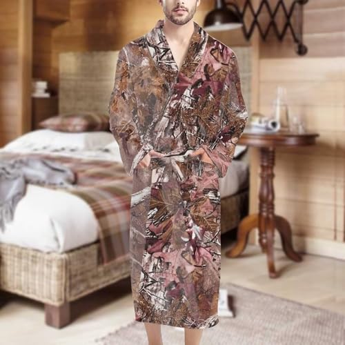 SEANATIVE Men's Winter Thermal Long Bathrobe Lovers Thick Warm Flannel Kimono Bath Robe Plus Size Nightgowns 5