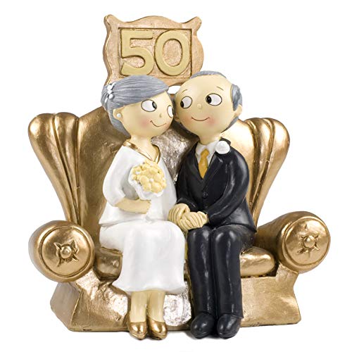 Mopec Pop & Fun - Figura para Tarta de Bodas de Oro, 50 Aniversario, 16 x 16,5 cm, Color Dorado Oscuro