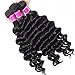 RECOOL 10A Brazilian Hair Loose Deep Wave Bundles with Closure Real Hair 100% Human Hair Extensions Natural Color Ocean Wavy Hair Extensions(12 14 16+10)