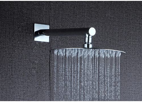 Ensemble de douche à encastrer noir mat avec mitigeur et tête de douche effet pluie 20 cm - 3