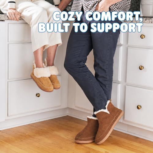Image of Dearfoams Men's Memory Foam Indoor House Slippers Brixen Ankle Boot House Shoes - Gifts for Men