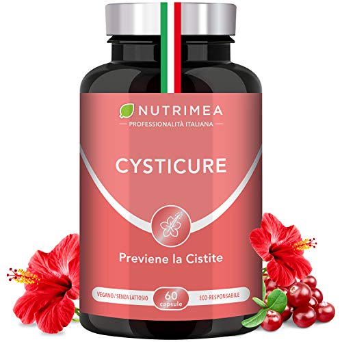 CYSTICURE - con estratto naturale di MIRTILLO ROSSO, IBISCO e D-MANNOSIO - Confort Vie Urinarie Per Le Donne - Rimedio NATURALE - 60 capsule di ORIGINE VEGETALE